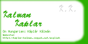 kalman kaplar business card